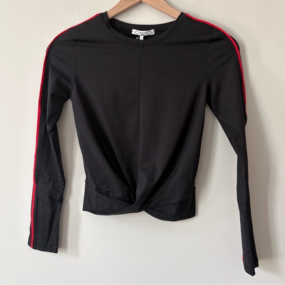L'ETOILE Sport Black Twist Crop Top - Small NWT